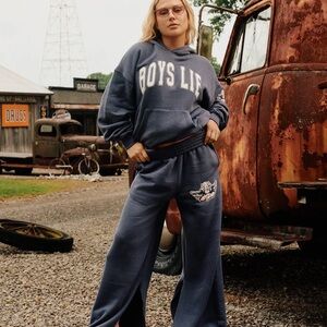 Boys Lie Navy Wide Leg Pants